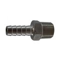 Midland Metal Hose Nipple, 38 Nominal, Barb x MIP, 150 psi, 40 to 160 deg F, ASTM A351 316 Stainless Steel, In 973952